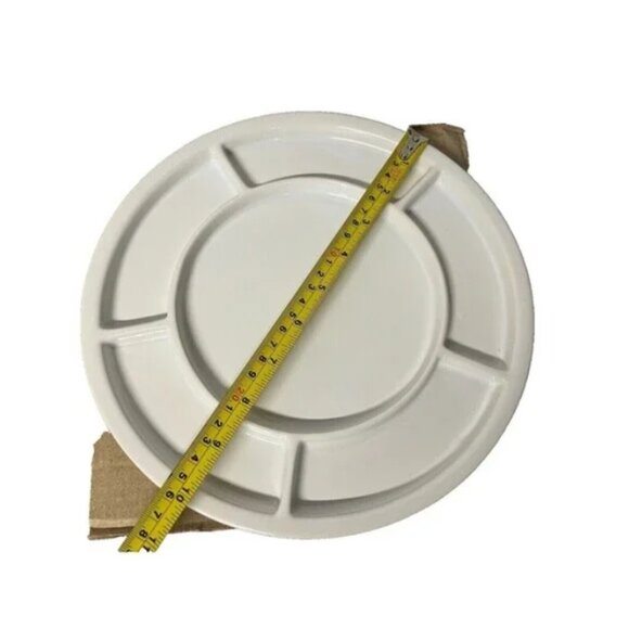 NIB Trudeau Fondue Sushi Appetizer Plate 10" Divided Round Stoneware Set 4 - Picture 3 of 3